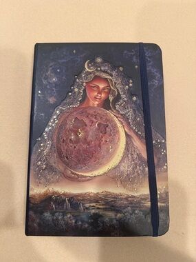 Blank Hardcover Journal with Moon Goddess Artwork - Navy